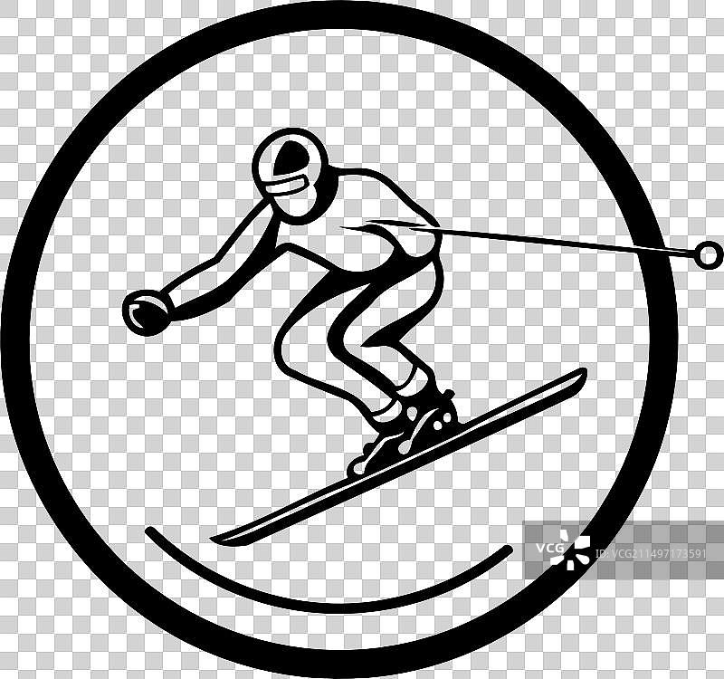 滑雪者在滑雪坡上跳跃的滑雪标志图片素材