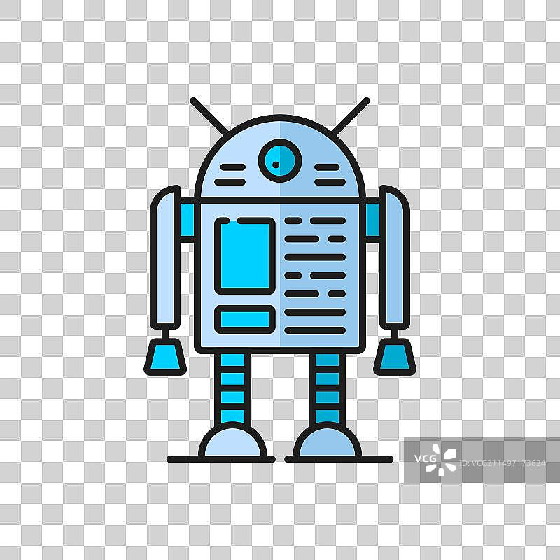 复古机器人虚拟机器人或机器人细线图标图片素材