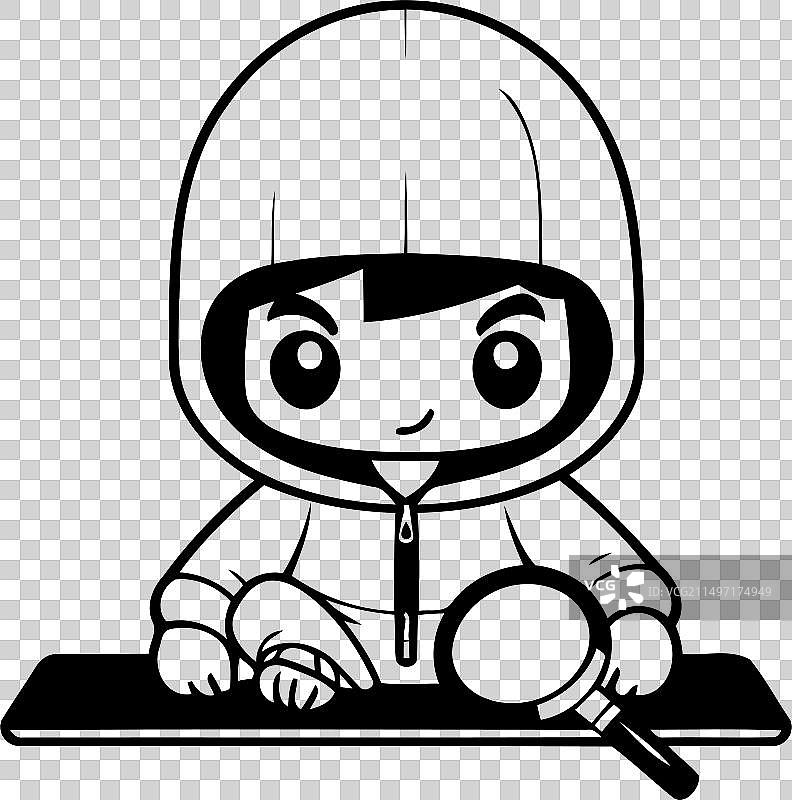 手持放大镜的宇航员卡通形象图片素材