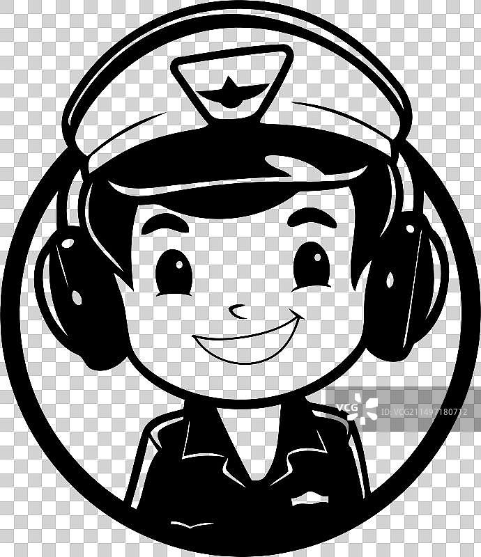 戴着耳机的可爱飞行员图片素材