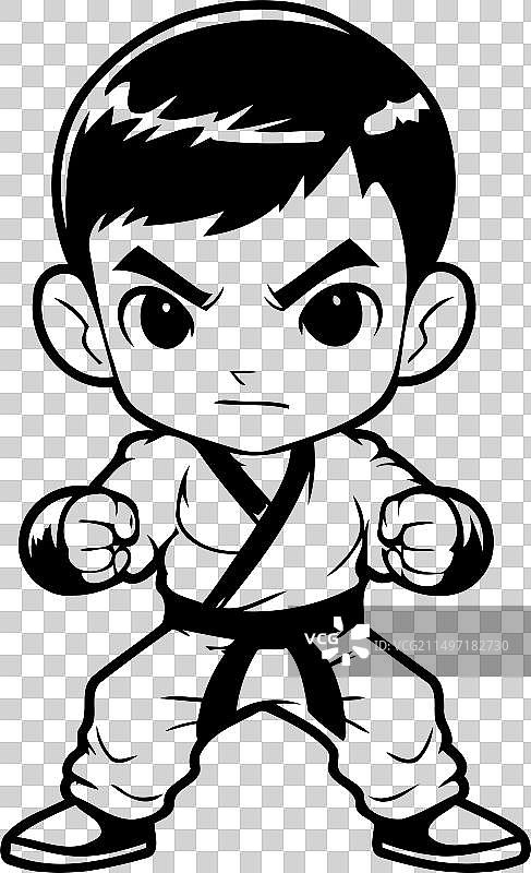 卡通空手道男孩武术角色图片素材