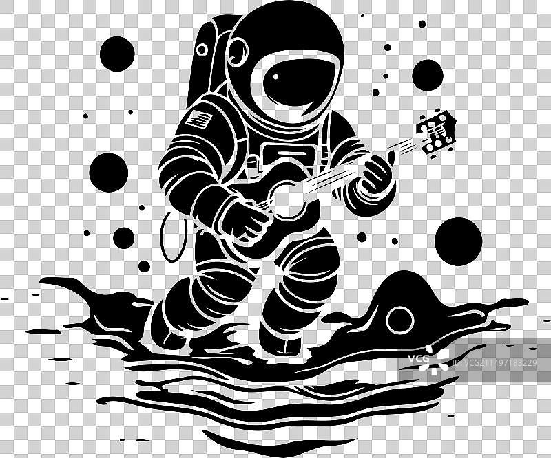 宇航员在水中弹吉他图片素材