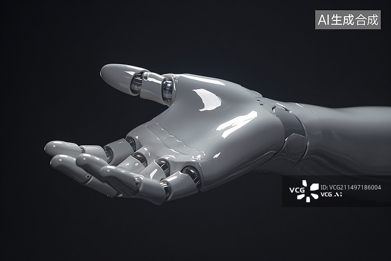 【AI数字艺术】人工智能机器人手臂触碰未来手势概念插图图片素材
