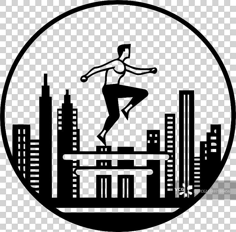 复古色彩风格的跳跃男子图片素材