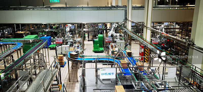 蒙牛工业旅游园区景观系列之厂房自动化设备（内蒙古呼和浩特市）图片素材