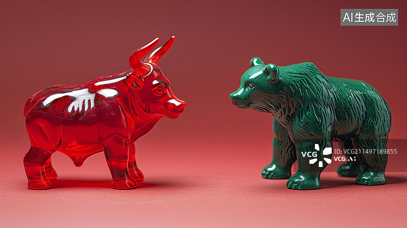 【AI数字艺术】牛熊经济概念金融经济股票市场概念插图图片素材