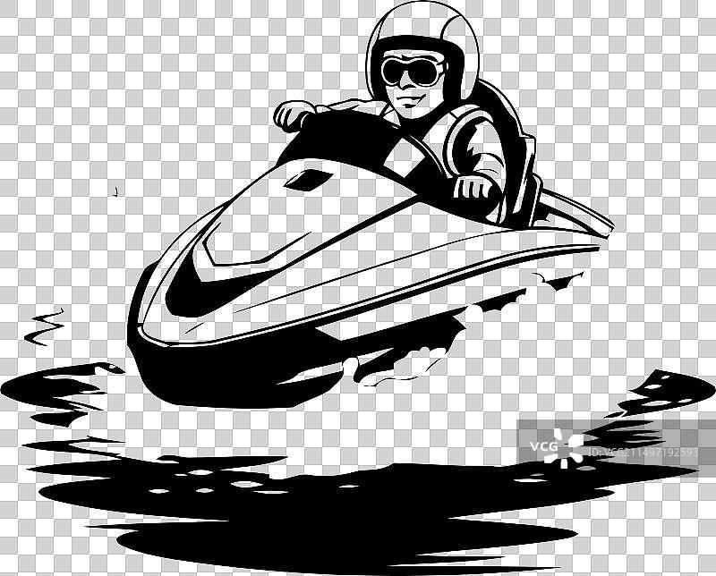 卡通风格的水上摩托极限运动图片素材