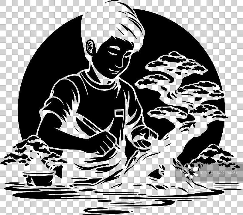 修剪盆景树图片素材