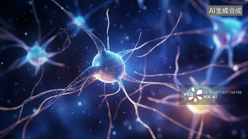 【AI数字艺术】神经元细胞神经系统特写抽象闪光艺术背景图片素材