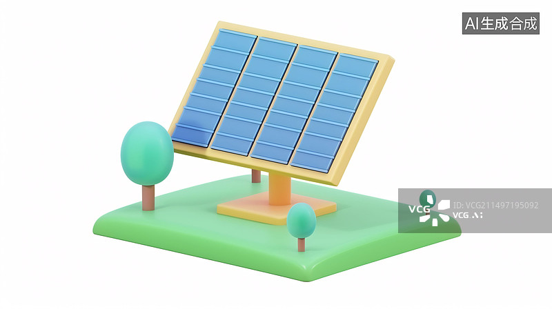 【AI数字艺术】太阳能电池板3D环境保护可再生新能源插图图片素材