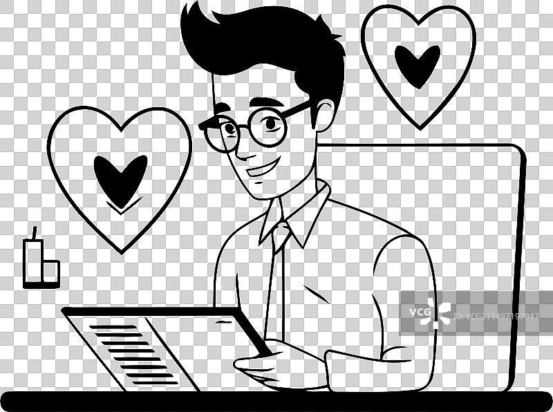 穿着白衬衫，戴着眼镜和领带的男人图片素材