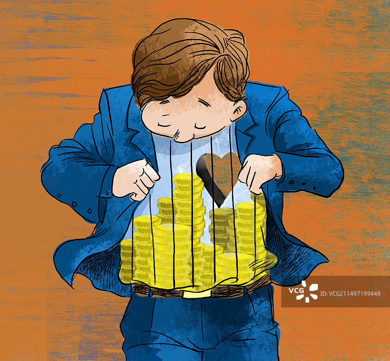 贪污的人，拥有了金钱与失去了良心图片素材