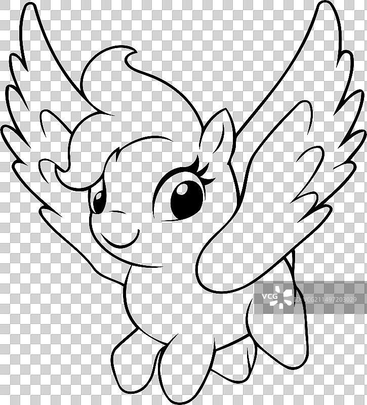 带翅膀飞翔的可爱卡通独角兽图片素材