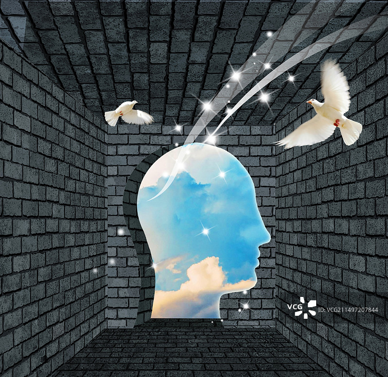 封闭的大脑，找到灵感突破口图片素材