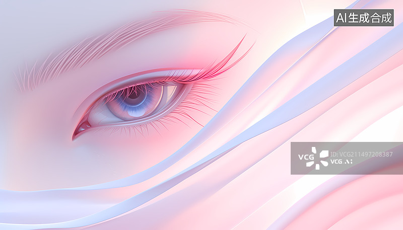 【AI数字艺术】美丽的女性眼睛半透明薄纱唯美三维图图片素材