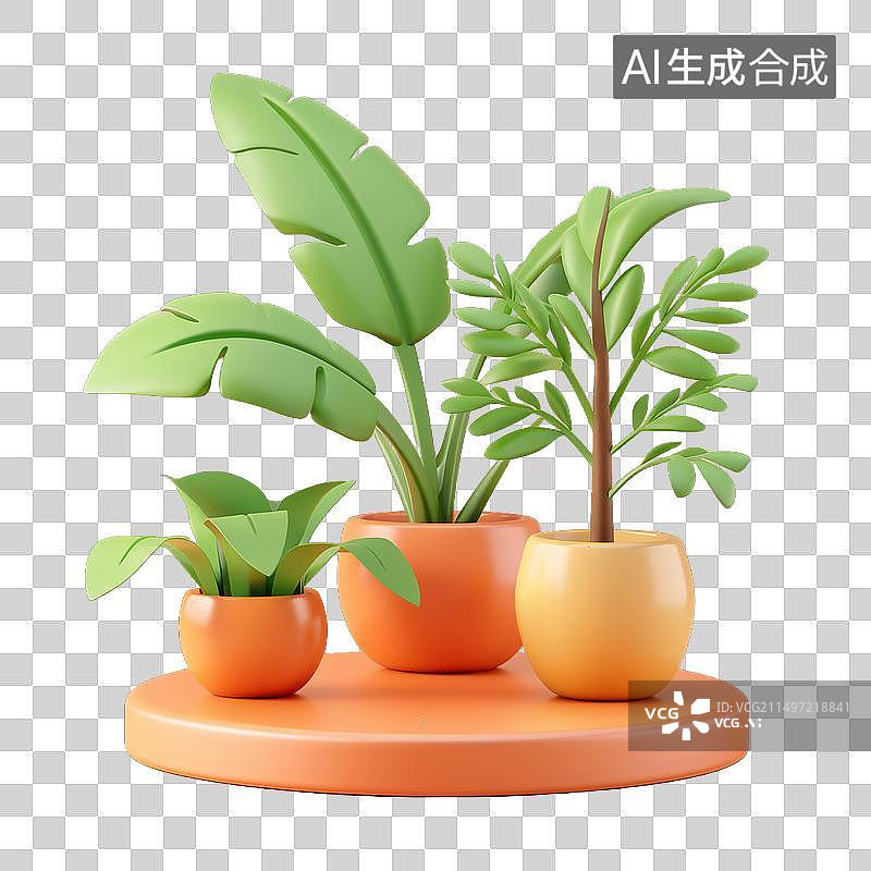【AI数字艺术】多肉植物 卡通 免扣元素图片素材