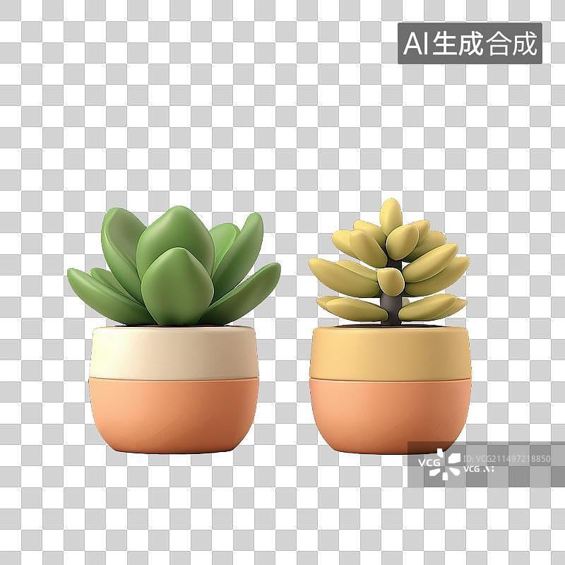 【AI数字艺术】多肉植物 卡通 免扣元素图片素材