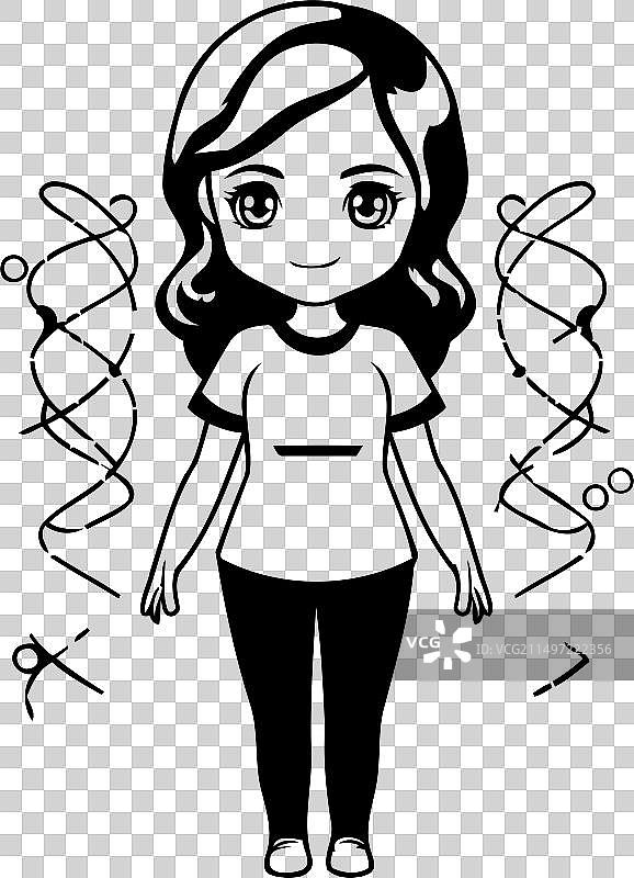 拿着DNA链卡通的可爱小女孩图片素材