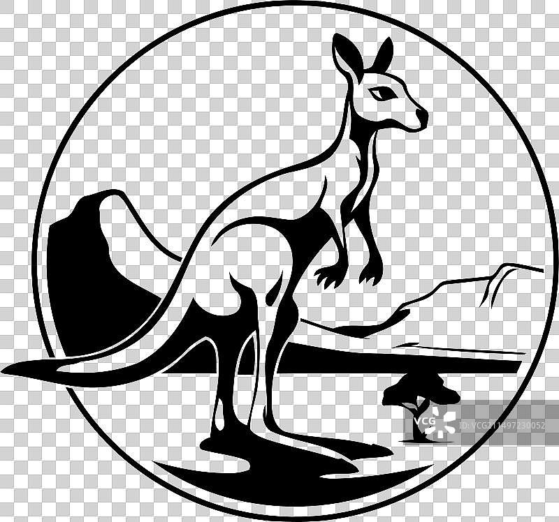 日落时分的沙漠袋鼠图片素材