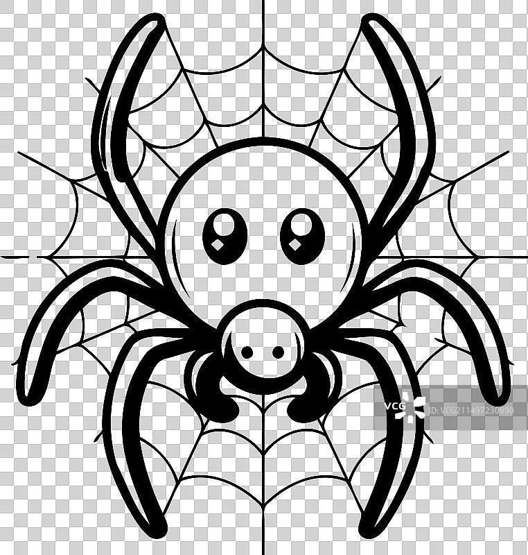 白色背景上的可爱卡通蜘蛛网图片素材