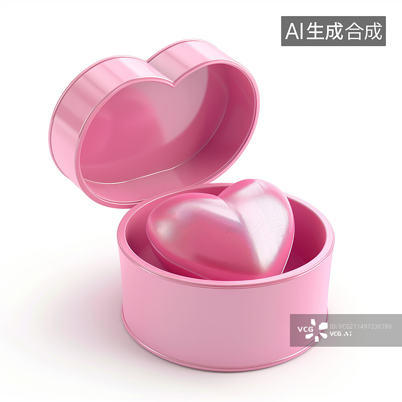 【AI数字艺术】情人节3D粉色爱心礼盒图片素材