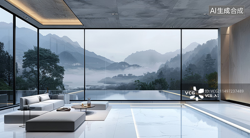 【AI数字艺术】豪华酒店别墅样板房图片素材