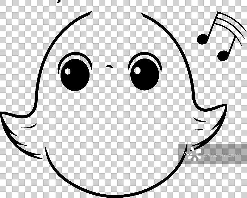 白色背景上的可爱小鸡与音符图片素材