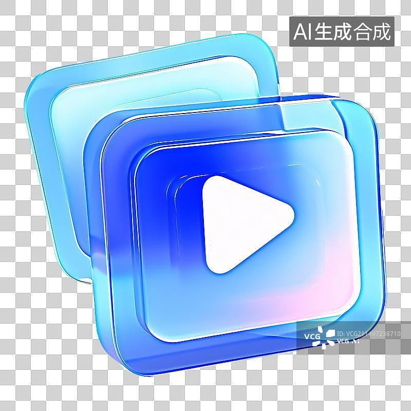 【AI数字艺术】3D播放图标图片素材