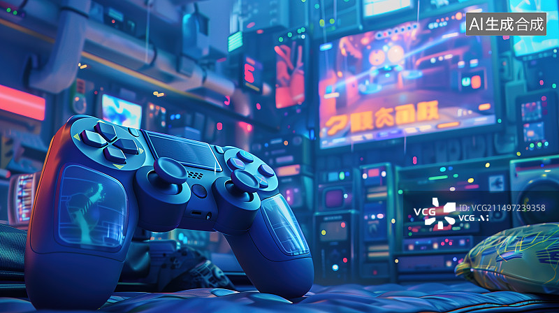 【AI数字艺术】游戏手柄场景图片素材