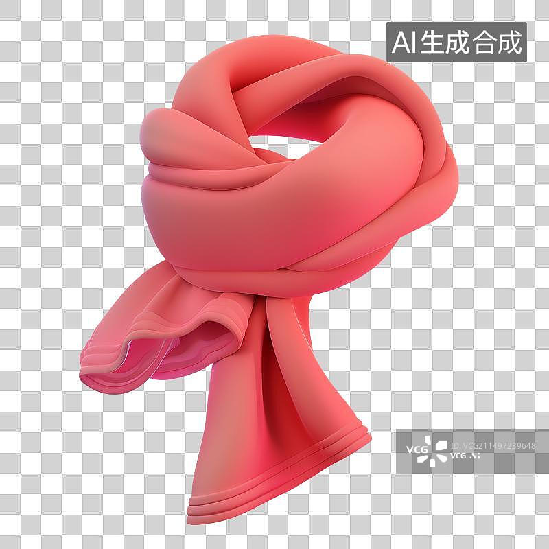【AI数字艺术】3D红围巾图片素材