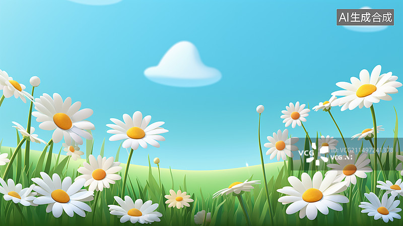 【AI数字艺术】夏日雏菊背景图图片素材