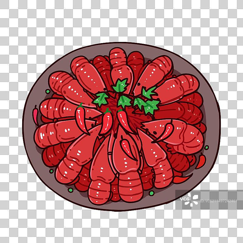 手绘卡通麻辣小龙虾卡通插画图片素材
