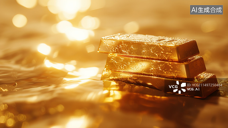 【AI数字艺术】桌子上的黄金首饰特写镜头图片素材