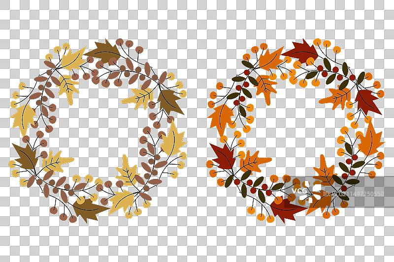 时尚秋季树叶树枝圆形边框图片素材