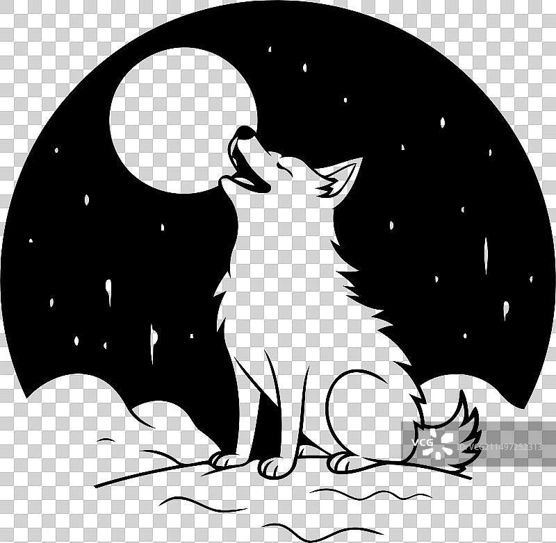 月光下的可爱狼图片素材