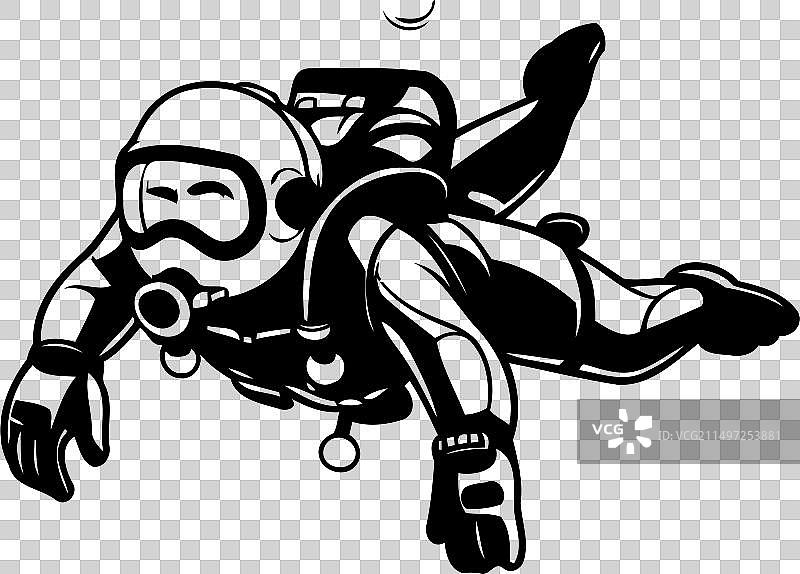身穿潜水服的水肺潜水员图片素材