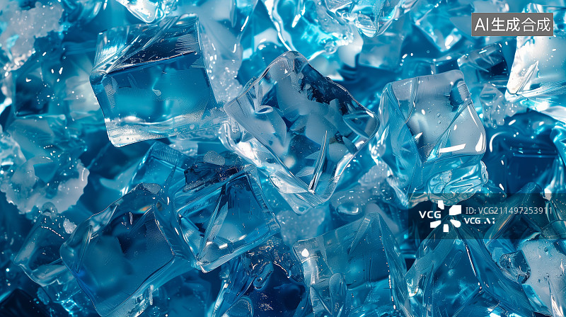 【AI数字艺术】晶莹剔透的方形冰块背景图片素材