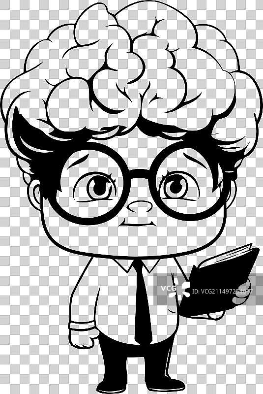 蓝头发大脑袋卡通男孩图片素材