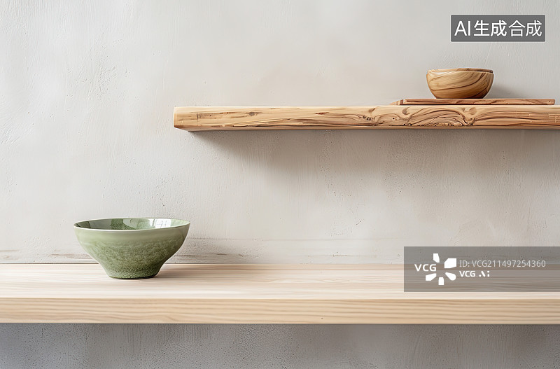 【AI数字艺术】放在桌子上的杯子茶盘图片素材