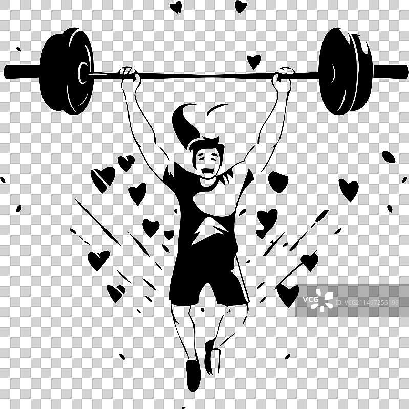 强壮的男人举起杠铃图片素材