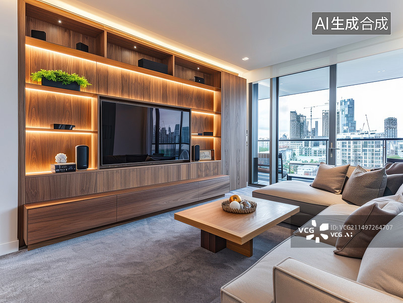 【AI数字艺术】客厅家具室内样板间侧视图图片素材