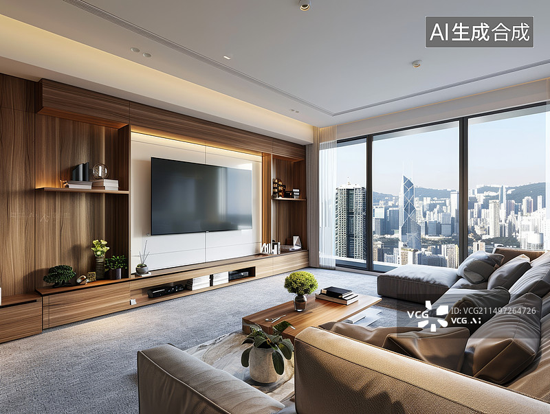 【AI数字艺术】客厅家具室内样板间侧视图图片素材
