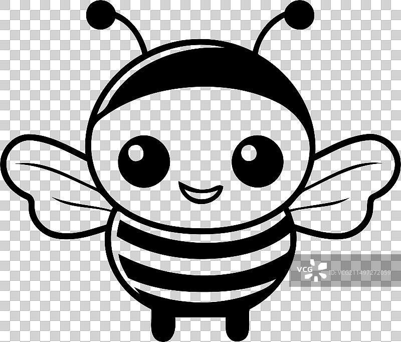 浅黄色背景上的可爱卡通蜜蜂图片素材