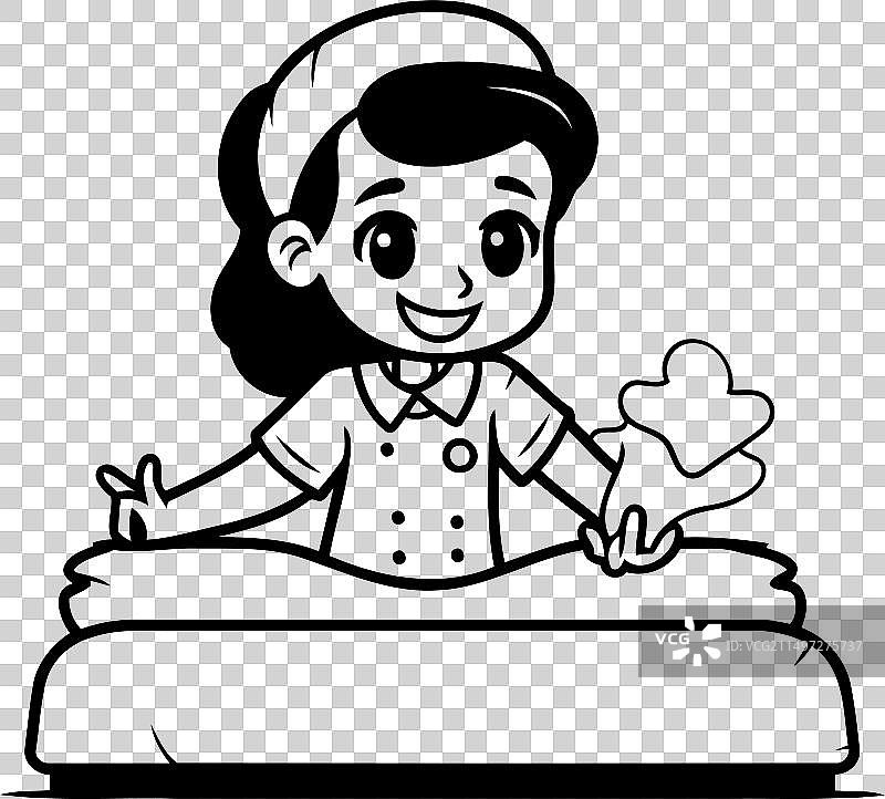 手托床品的可爱护士卡通图片素材