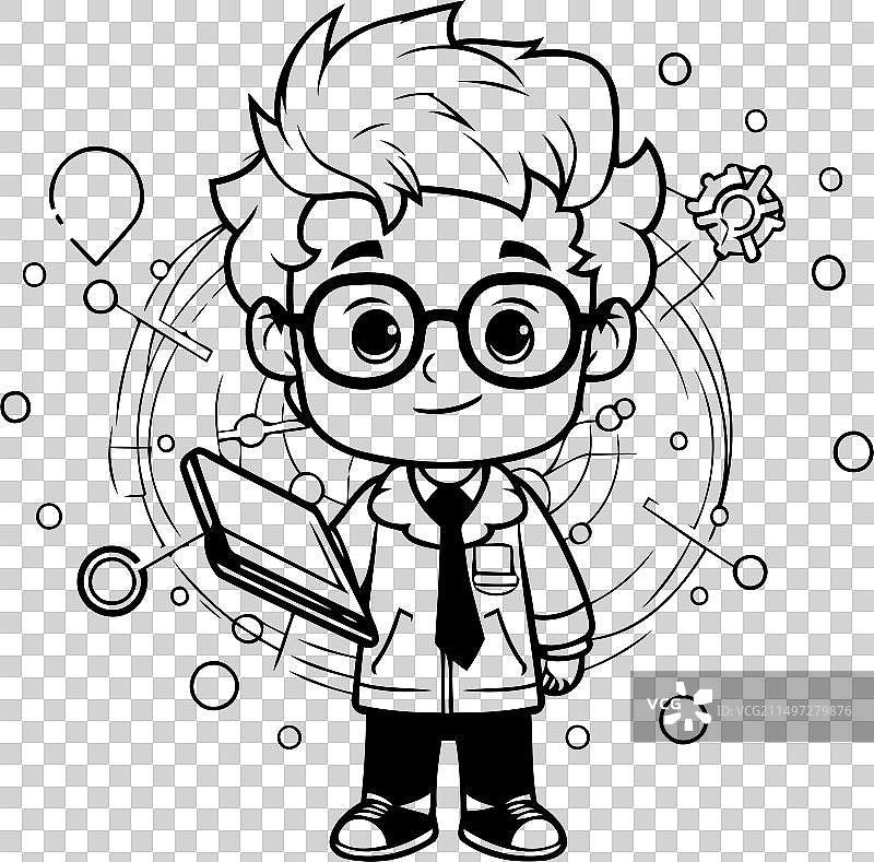 科学主题卡通科学家男孩图片素材