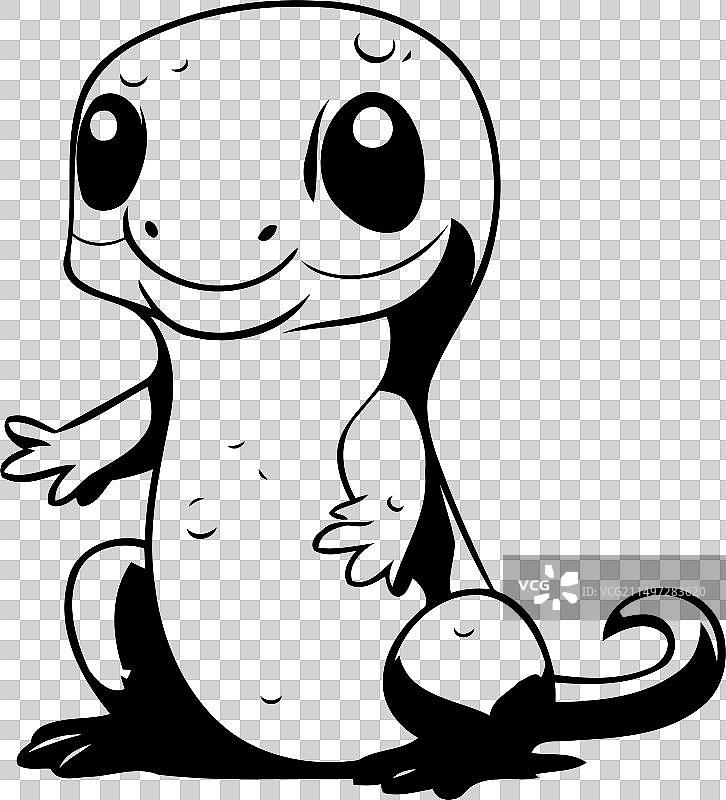 白色背景下的可爱卡通小蝾螈图片素材