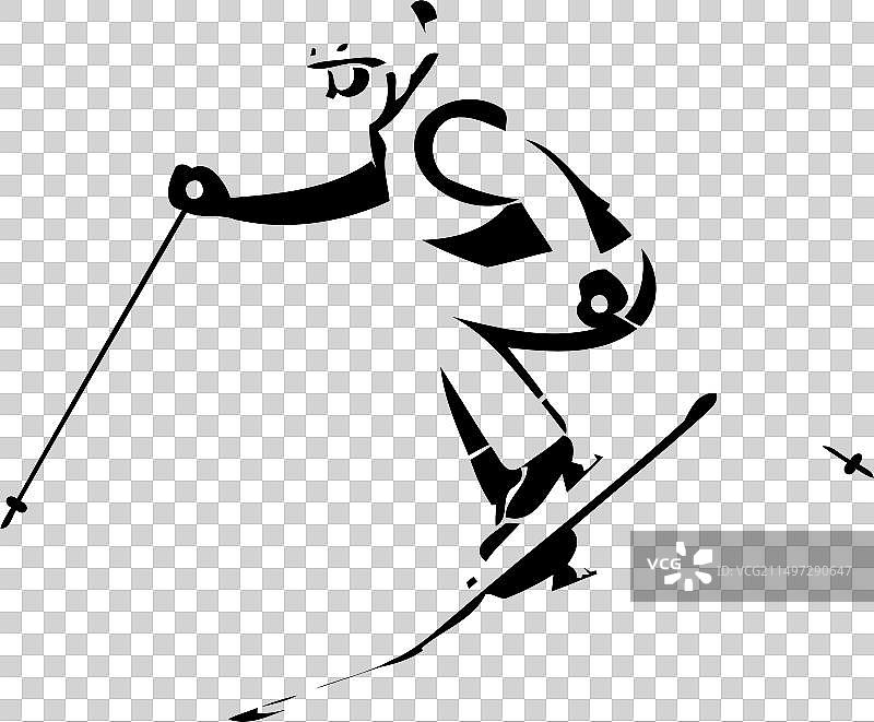 扁平风格的滑雪者速降滑雪冬季运动图片素材