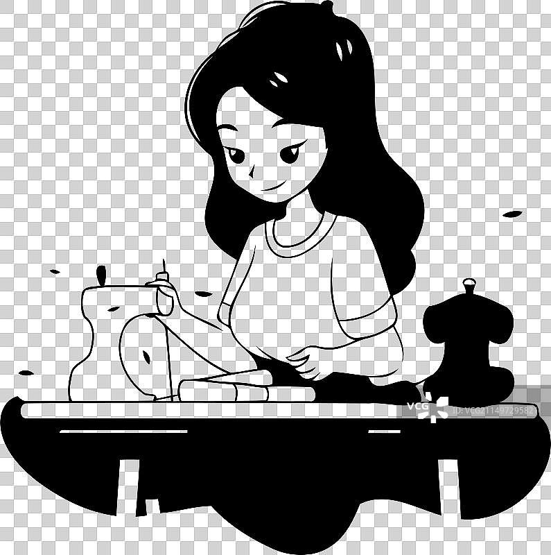 女裁缝在工作室使用缝纫机图片素材