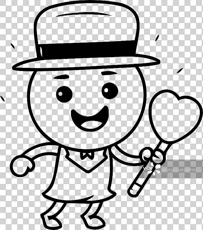 手持心形冰块的可爱卡通雪人图片素材