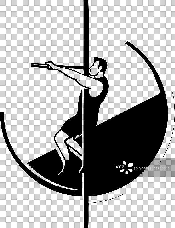 撑杆跳男运动员圆形图标图片素材